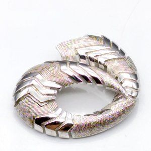 Chevron Swirl Monet Brooch, Vintage Silver Tone Abstract Lapel Pin, Statement